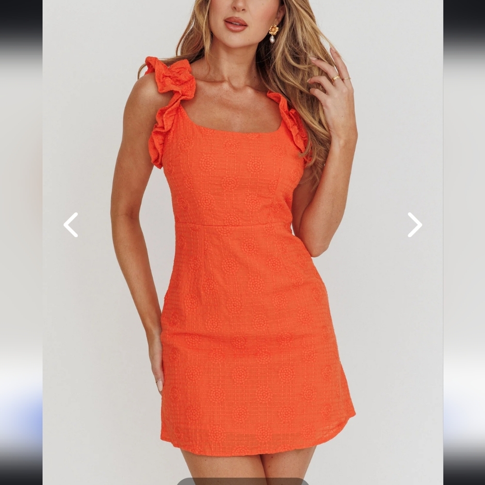 Angel BibaAnnie Ruffle Shoulder Strap Mini Dress